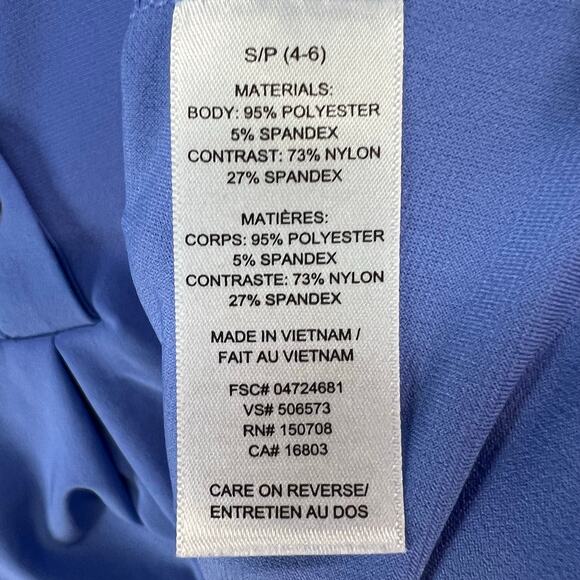 Studio 1886 Asymmetrical Top Womens S Blue Polka Dot Mesh Sleeves Button Modern - Picture 12 of 14